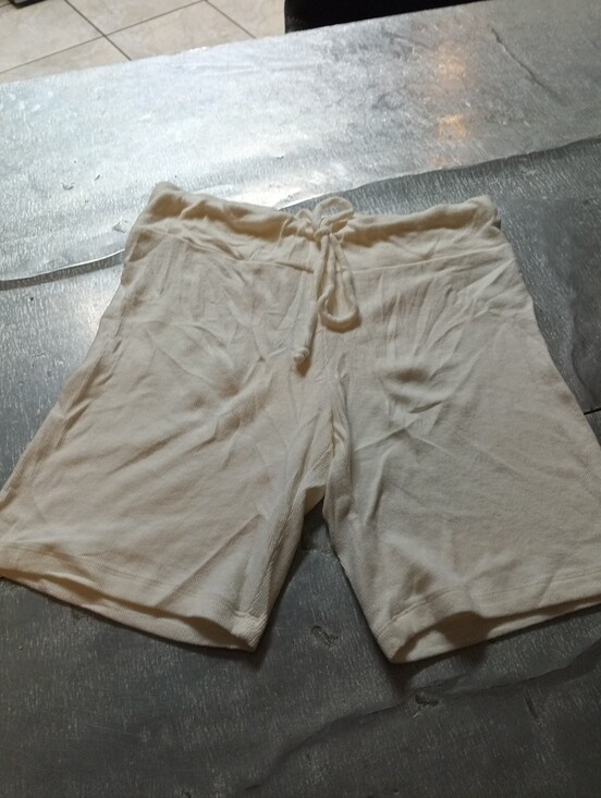 Nia Other - NIA  NWT Ribbed Knit Lounge Shorts Cream Size Small Drawstring Tie